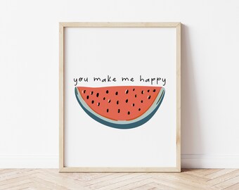 Watermelon art print - watermelon digital art - watermelon printable - watermelon kids print - 3 sizes included 8x10 / 11x14 /16x20