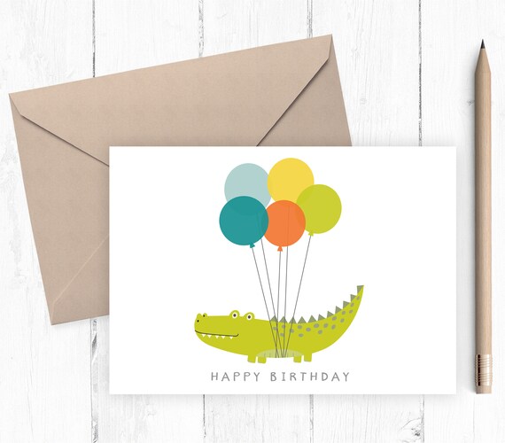 printable boys birthday card childrens birthday card printable alligator with balloons blank inside printable children s birthday cards