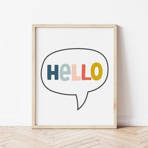 Hello Kids Printable art Hello Art Print Colorful Hello Printable Toddler Girls Hello art print - 3 sizes included 8x10/11x14/16x20 image 3