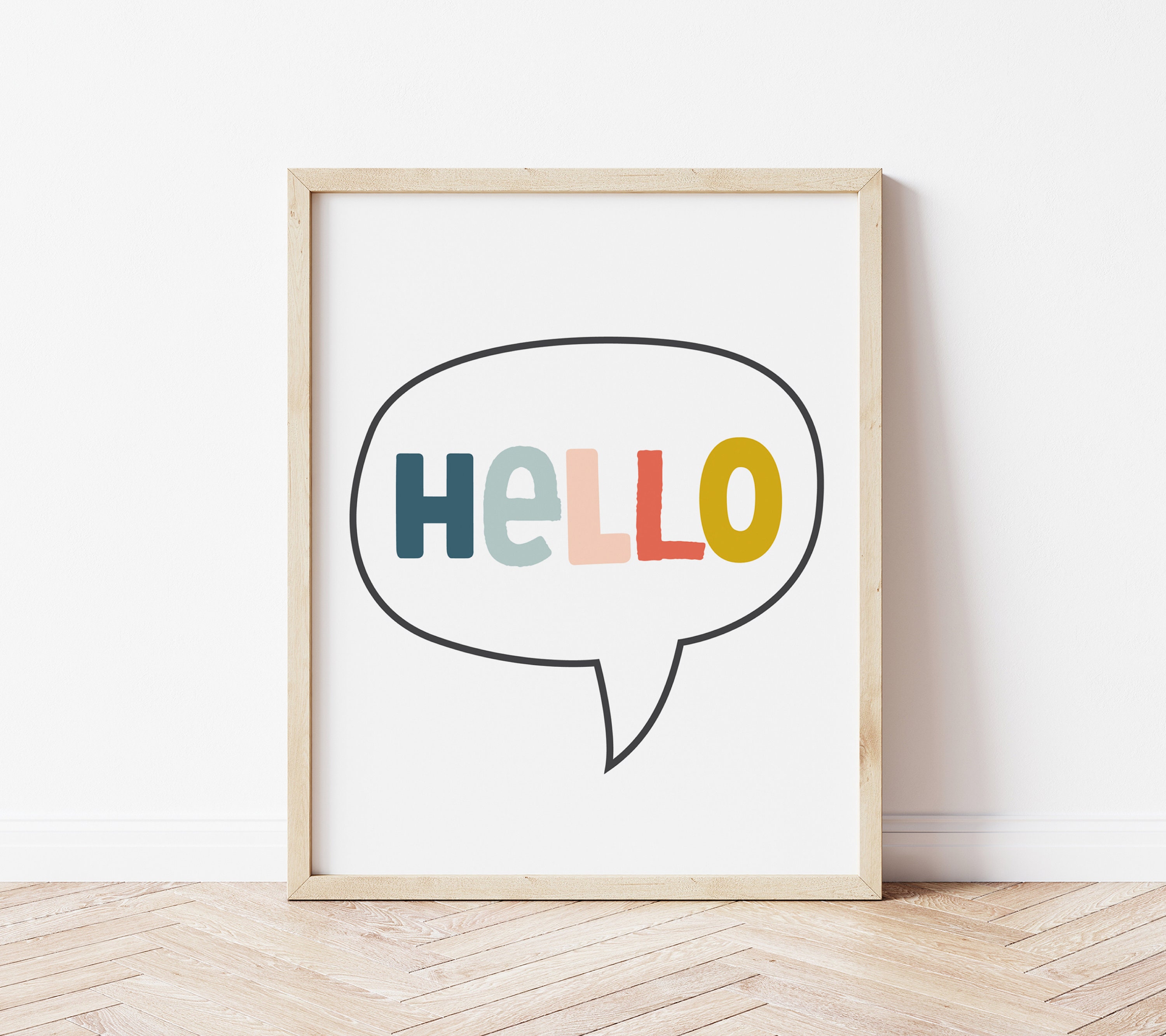 Hello Kids Druckbare Kunst Hello Art Print Buntes Hello Etsy