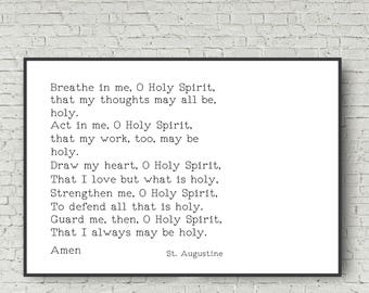 Prayer Art Print 24x36 Large Wall Art Poster St Augustine Holy Spirit Prayer Digital Art Print 24x36 Instant Download Typography Print