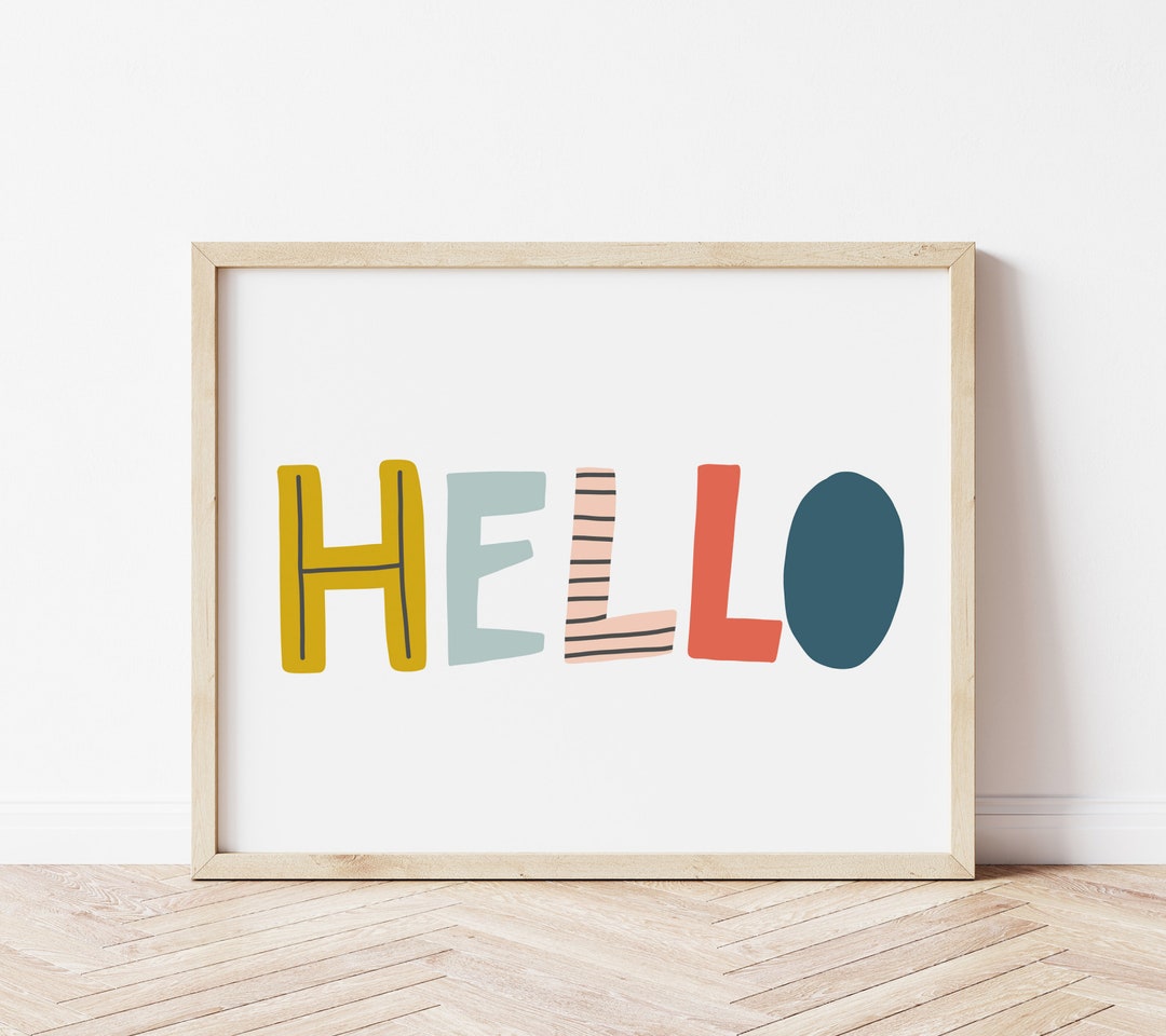 Hello Rpint Page Hello Kids Printable Art - Hello Art Print - Colorful Hello Printable ...