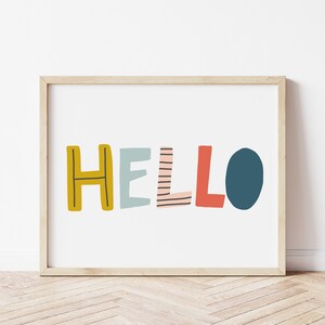 Hello Kids Printable art - Hello Art Print - Colorful Hello Printable Girls Room Decor - Hello art print - 3 sizes included 8x10/11x14/16x20