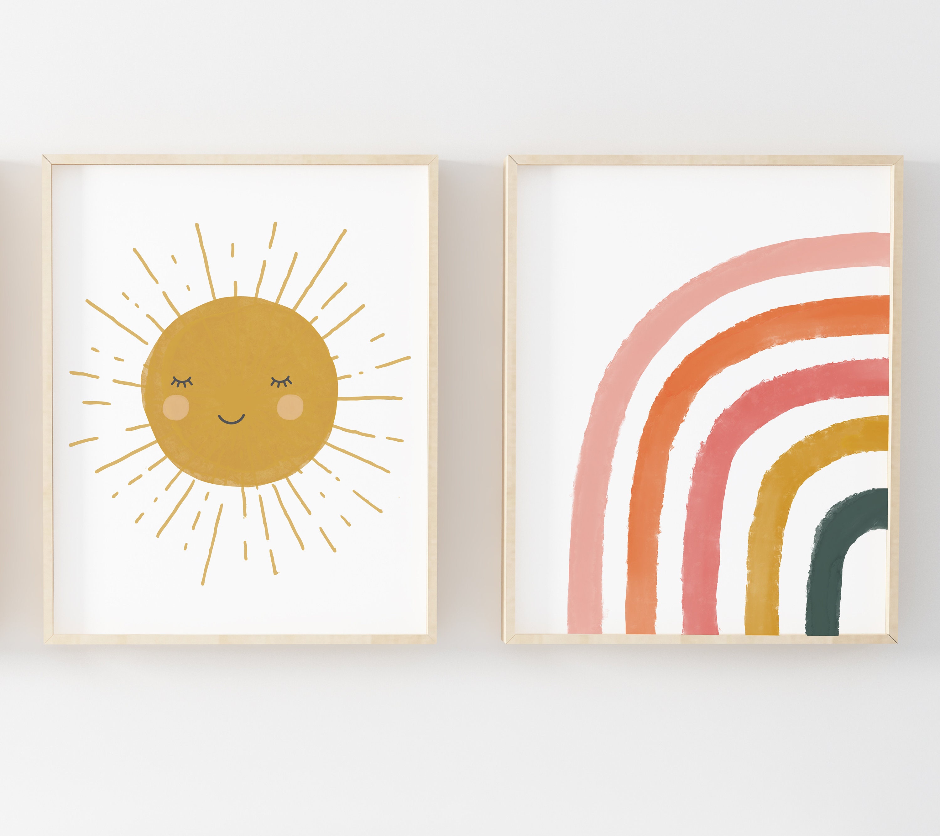 Sun Rainbow Printable Set of 2 Sunshine Nursery Art Print Rainbow Wall ...