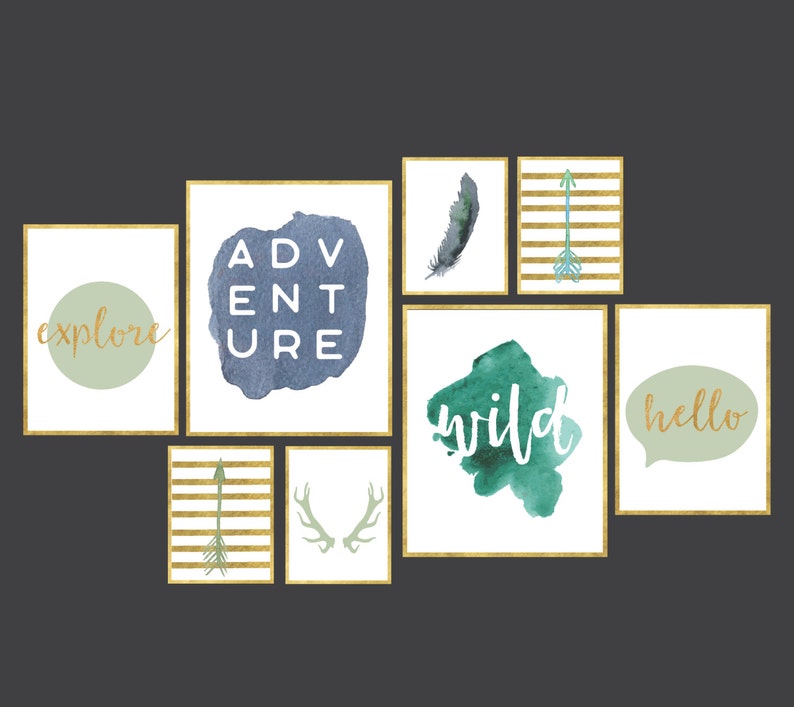 Adventure Gallery Wall Set of 8 Digital Art Prints Boys Room Etsy