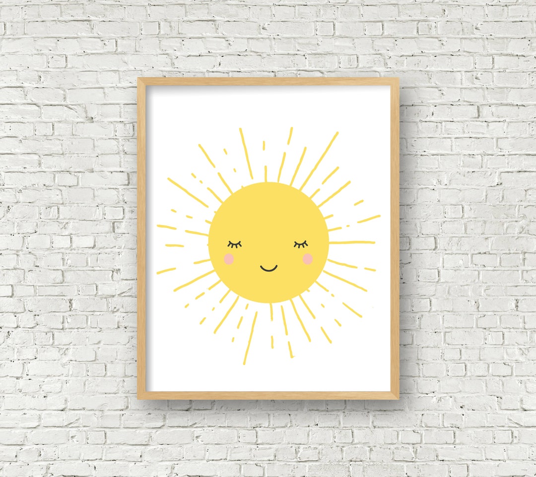 Sunshine Nursery Wall Art Sun Printable Art Happy Sun Cute Sun Kawaii ...