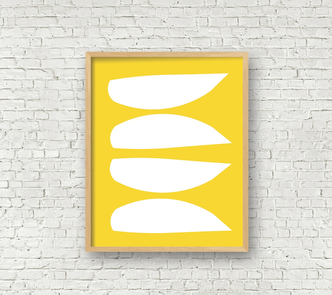 Yellow Abstract Art Yellow Modern Art Yellow Mid Century Wall Art Large