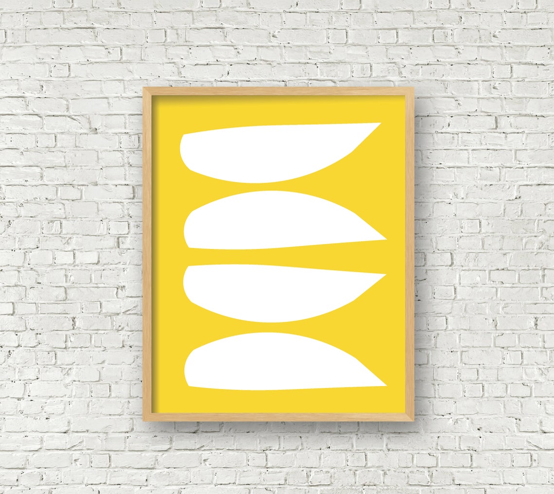 Yellow Abstract Art Yellow Modern Art Yellow Mid Century Wall Etsy