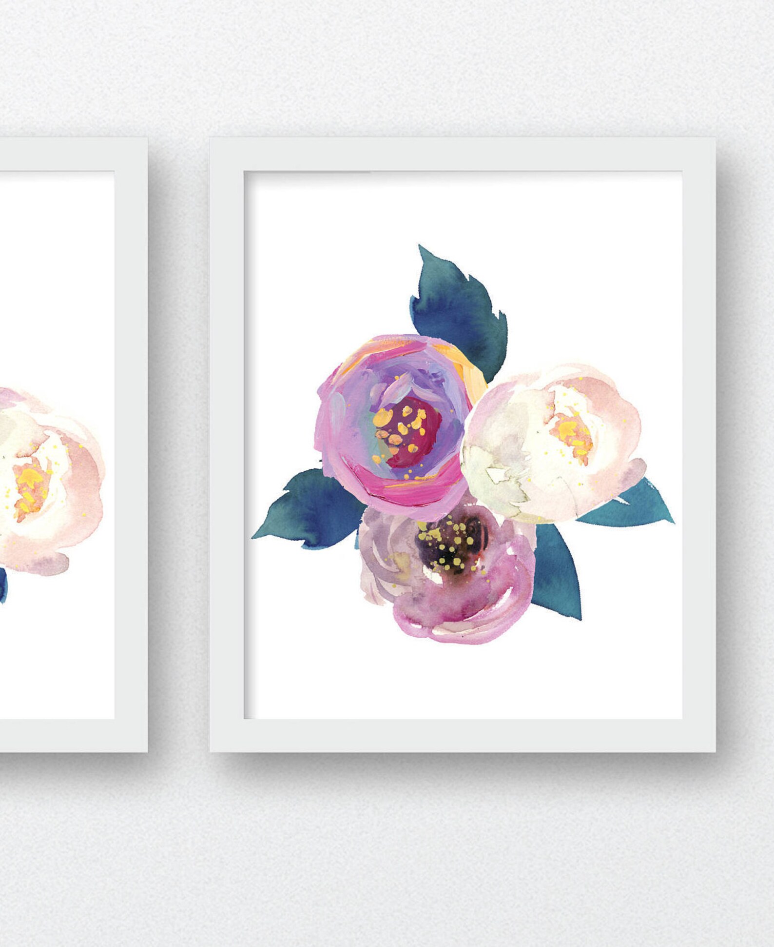 Floral Watercolor Art Prints Set of 3 Purple Floral Watercolor Etsy