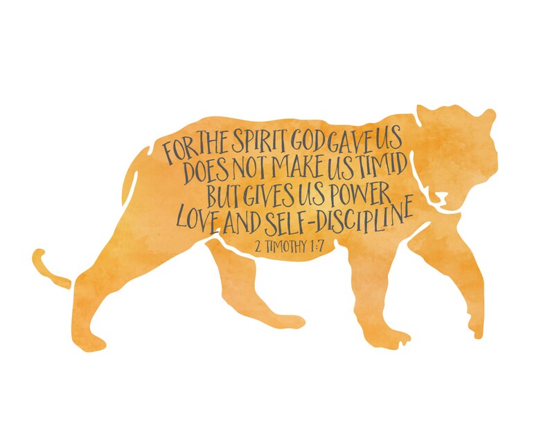 Tiger Bible Verse Art Print 8x10 2 Timothy Scripture Verse Etsy