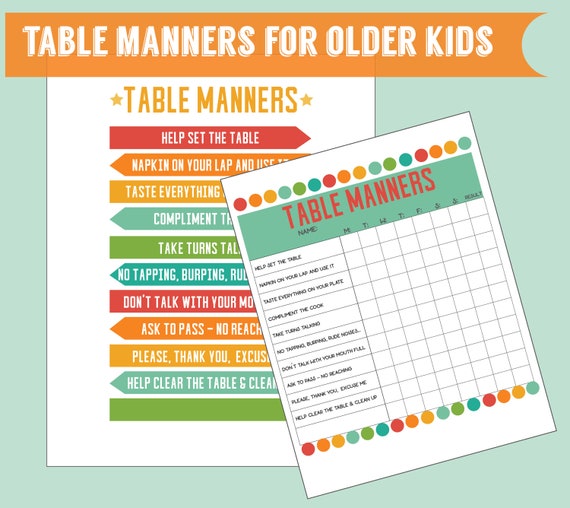 Good Table Manners Chart