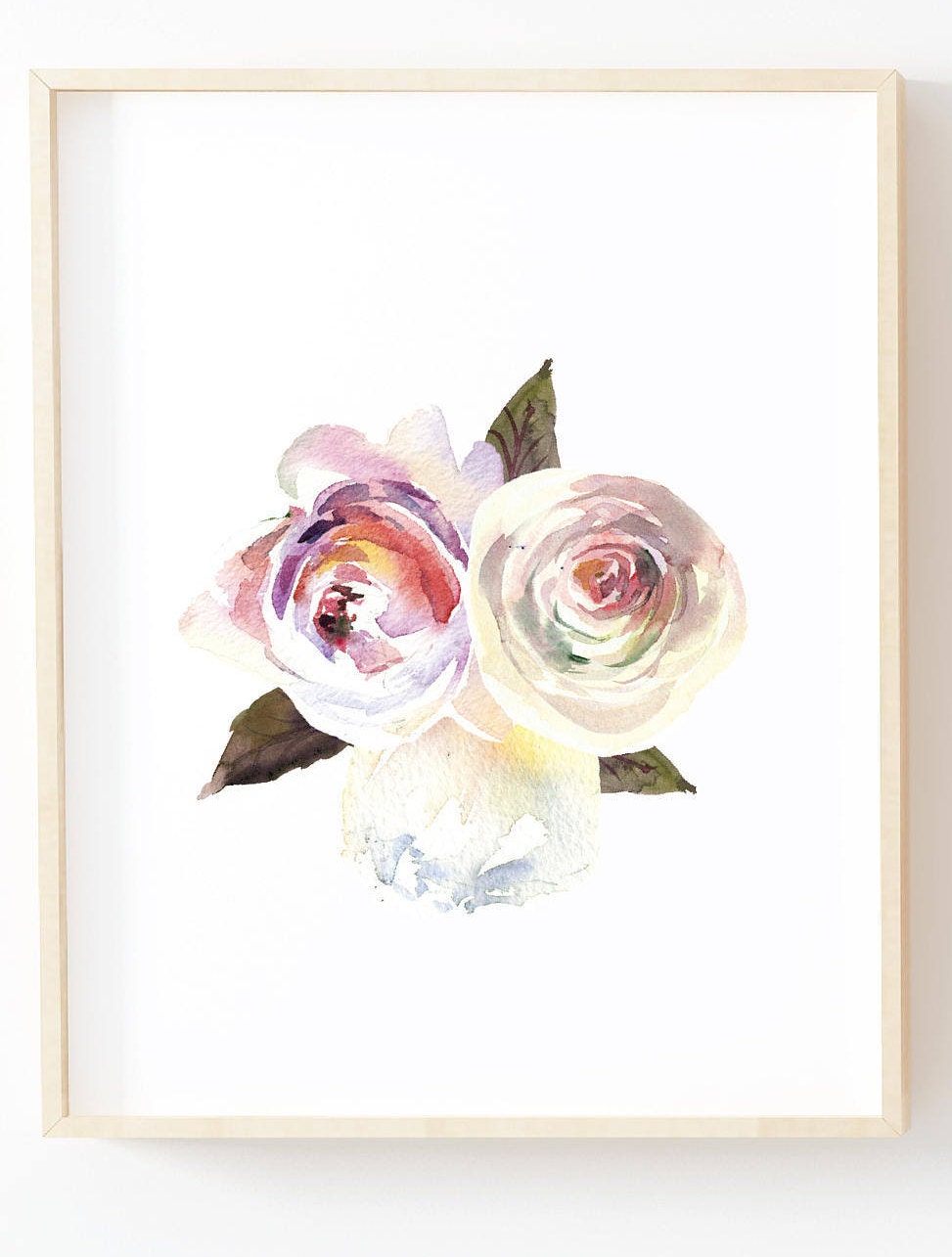Floral Nursery Set of 3 - White Blush Light Pink Cream Floral Roses and ...