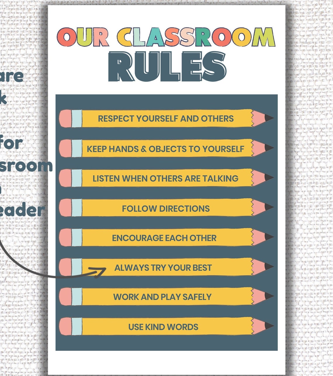 Classroom Rules Poster Printable Classroom Wall Art Teacher - Etsy