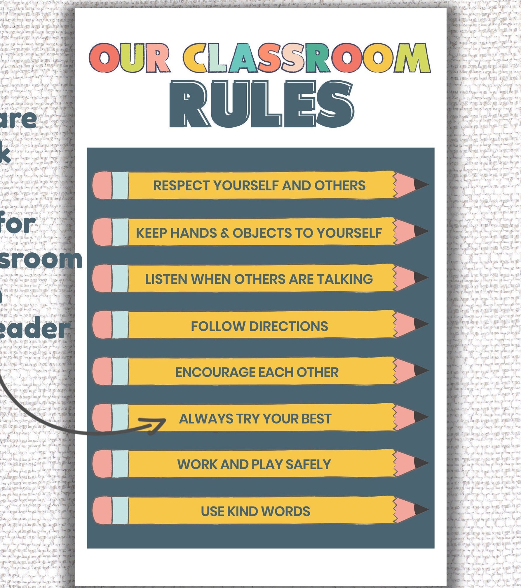 high school classroom rules poster