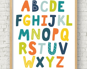 Alphabet Poster Alphabet Printable wall art kids alphabet boy room alphabet boy nursery wall art print 8x10 11x14 16x20 digital art print