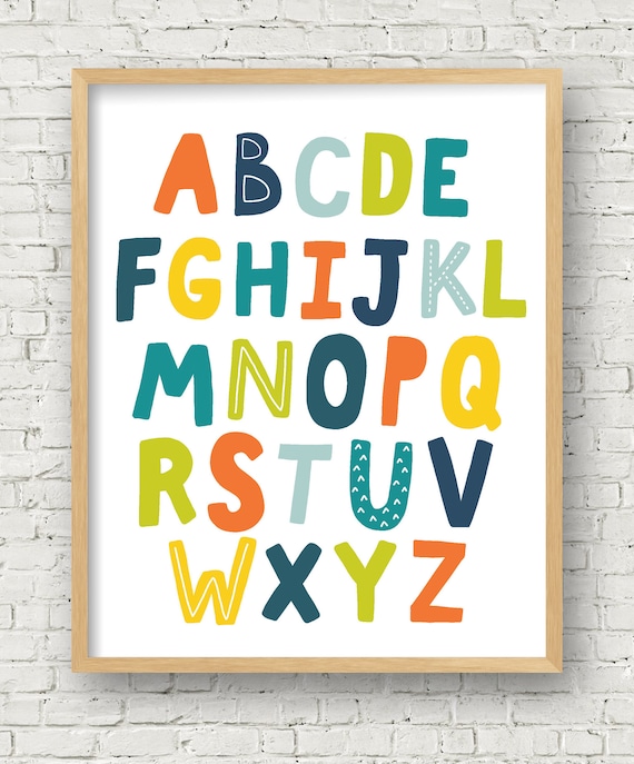 Alphabet Poster Alphabet Printable wall art kids alphabet boy room alphabet boy nursery wall art print 8x10 11x14 16x20 digital art print
