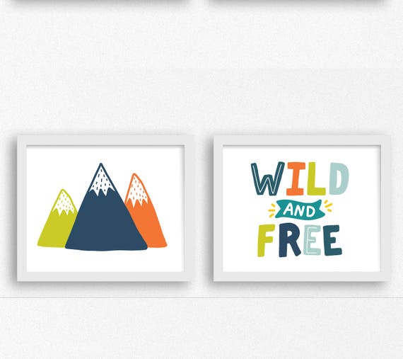 Wild and Free Printable Boys Room Art Prints Set of 2 Digital | Etsy