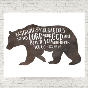 Be strong and courageous nature boys room wall art printable bible verse -  4x6/5x7/8x10/16x20/18x24 Joshua 1:9 digital download art print