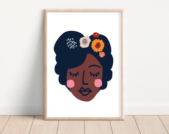 Matisse inspired Face Modern Art Printable Digital Art Print - Modern Art - African Woman Illustration - 11x14/16x20/18x24/24x36