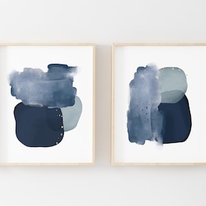Blue Abstract Art Modern Art Printable Set of 2 Digital Art Prints ...