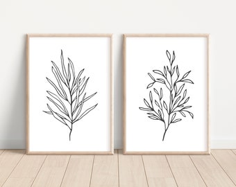 Flower Line Sketch - Nature Sketch Art - Nature Line Drawing - Minimalist black and white art printable 11x14/16x20/18x24