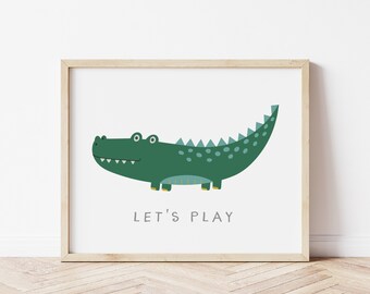 Alligator Wall Art - Alligator Art Print - Digital Art Print - Alligator - Cute Kids Prints - Printable - 3 sizes included 8x10/11x14/16x20