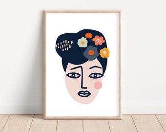 Matisse inspired Face Art Printable Digital Art Print - Modern Art Illustration Woman Face - 11x14/16x20/18x24/24x36