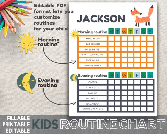 Editable Morning Routine Chart