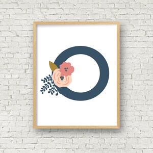 O Monogram Printable O Initial O Letter Nursery Floral Letter Printable 8x10 Instant Download