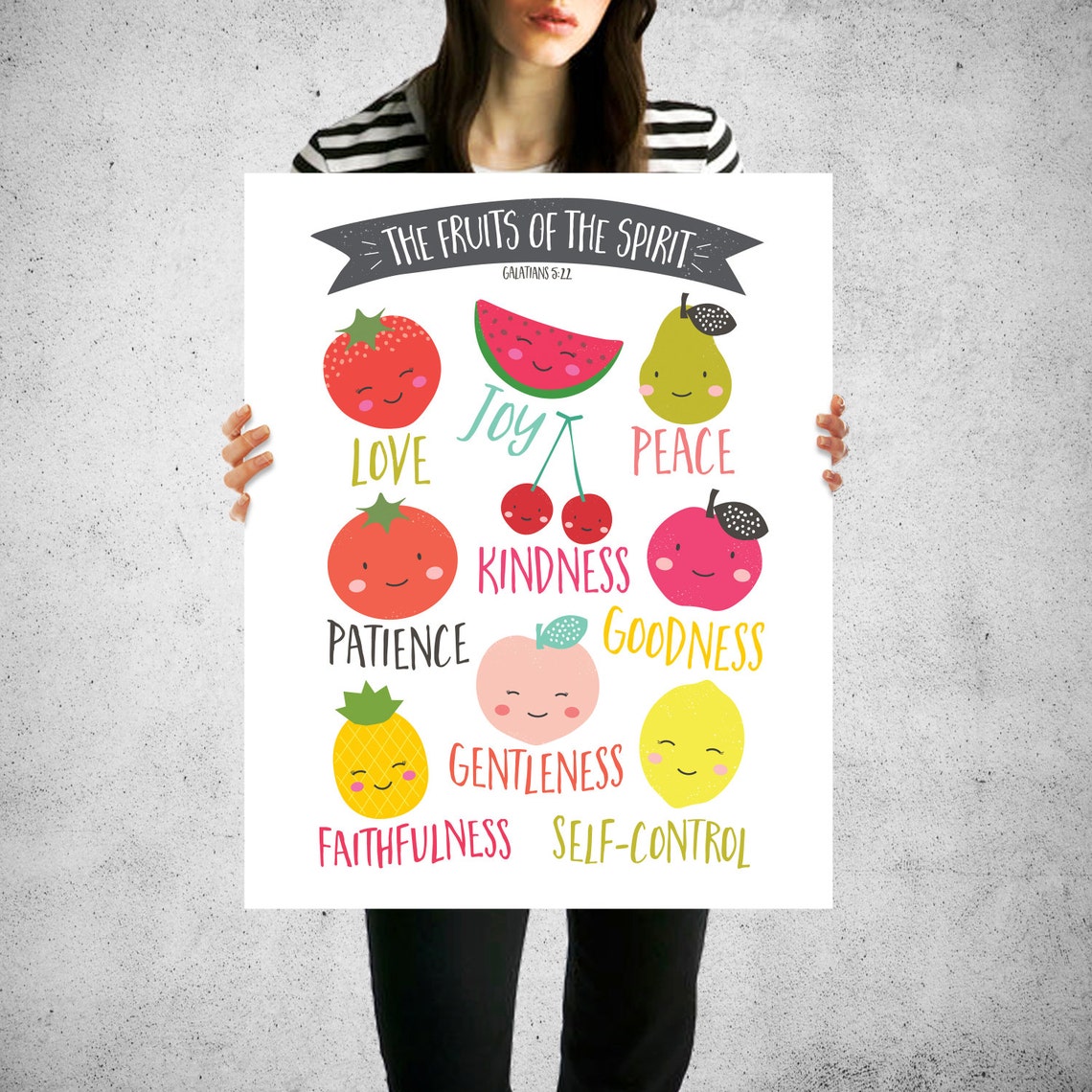 Fruits of the Spirit Bible Verse Poster Wall Art Printable 24x36 Poster ...