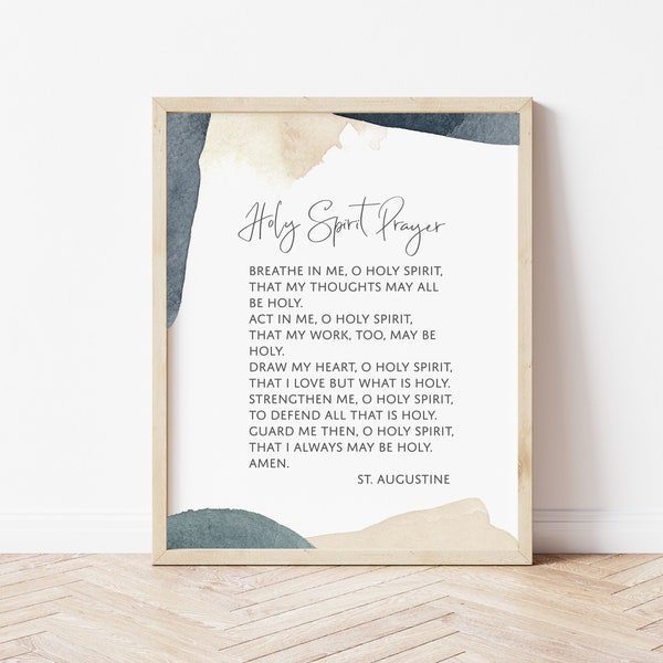 St. Augustine Prayer Printable Wall Art -3 sizes included 8x10 / 11x14 / 16x20 - Catholic Art - St. Augustine Art Print - Holy Spirit Prayer