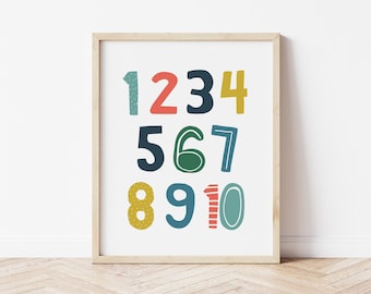 Numbers Kids Print - Numbers digital art print - Numbers Poster - Numbers Printable - Digital Art Print - 3 sizes included 8x10/11x14/16x20