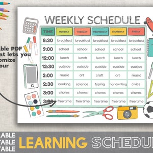 Kids Schedule - Editable Printable Fillable PDF Template - Hourly Kids ...