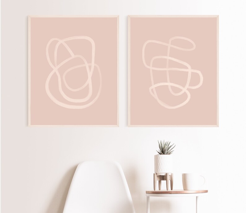 Pink Line Drawing - Line Sketch - Modern Abstract Art Print - Digital ...