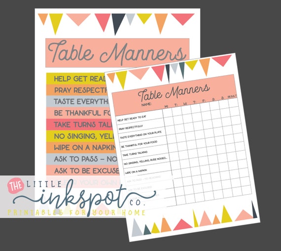 Good Table Manners Chart