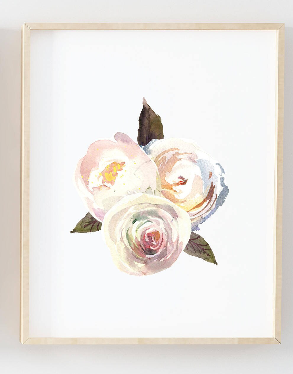 Floral Nursery Set of 3 - White Blush Light Pink Cream Floral Roses and ...