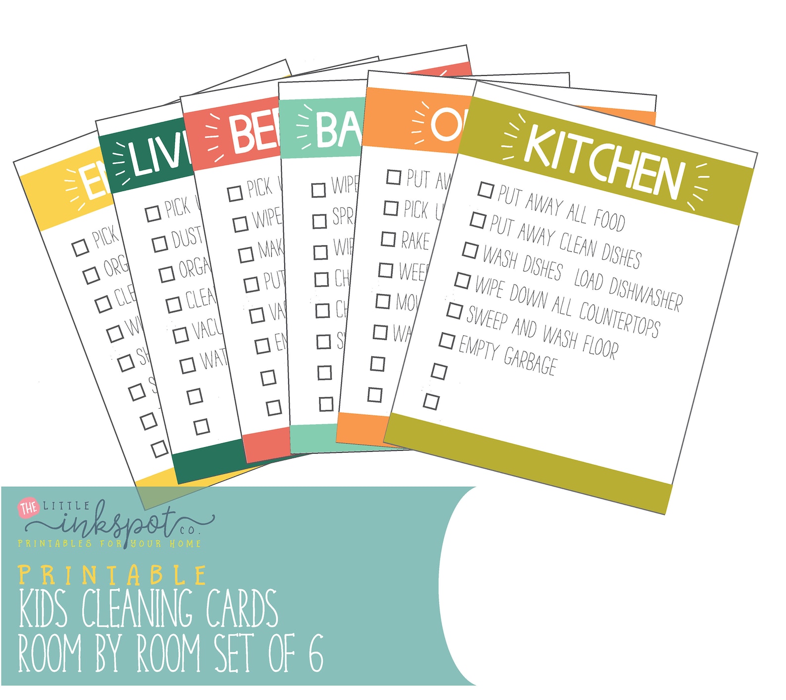 Kids Chart Cleaning Cards Kids Cleaning Cards Printable Etsy
