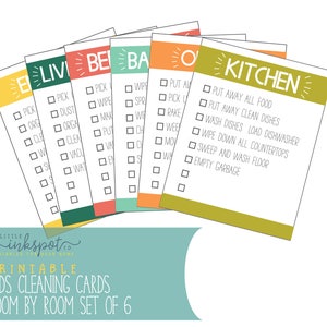 Kids Chart - Cleaning Cards Kids Cleaning Cards Printable Chore Cards Room by Room Printable Kids Chore Cards Digital File Instant Download