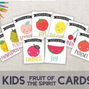 Fruit of the Spirit Druckbare Karten in zwei Größen - 5x7 und 8x10 PDFs enthalten Bibelvers Digital Art Prints Set von 9 Dateien Sofortiger Download
