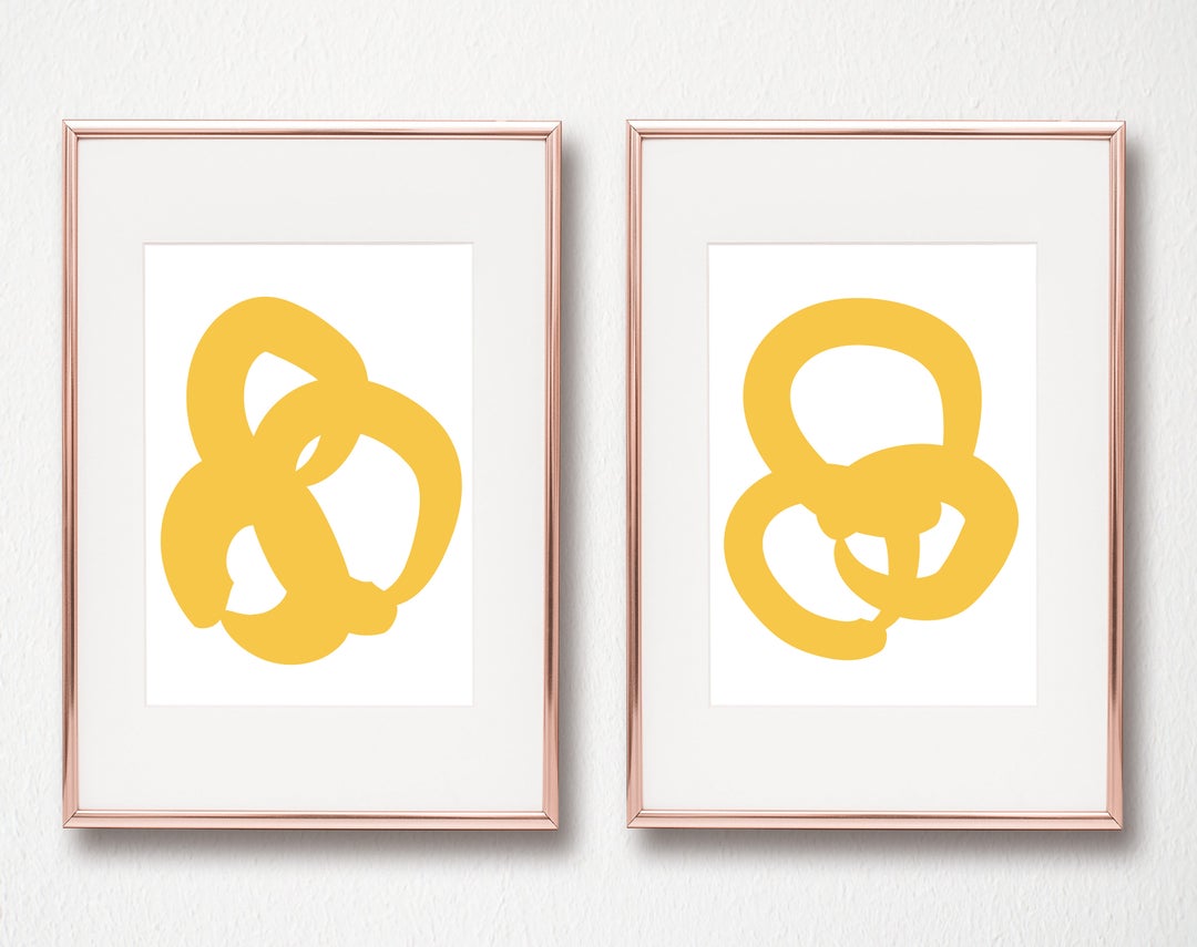 Yellow Abstract Modern Art Set of 2 Digital Art Prints 8x10 and 11x14 ...