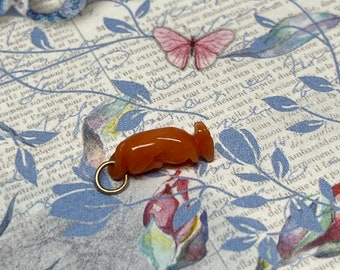 Antique Georgian Carved Coral Mouse Charm Pendant