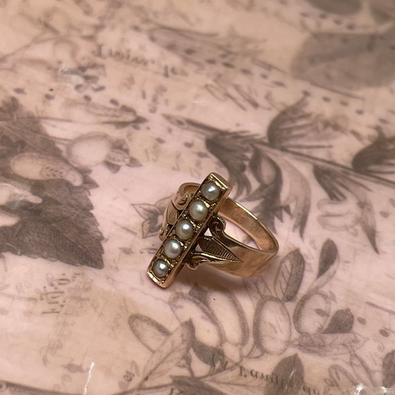 Vintage 9k 9ct Rose gold Seed Pearl Ring