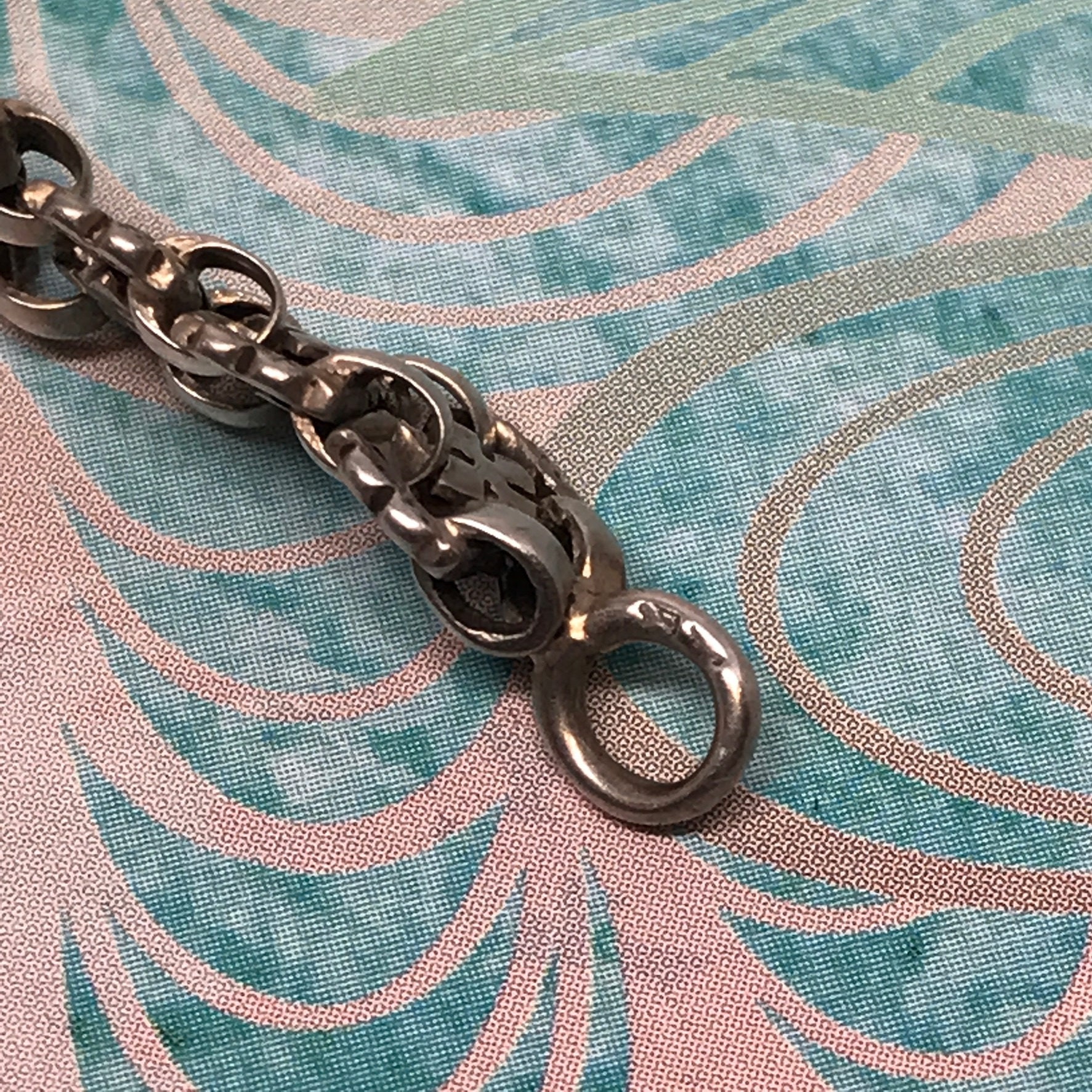 French Antique Silver Bracelet circa 1900 / French Silver Cross