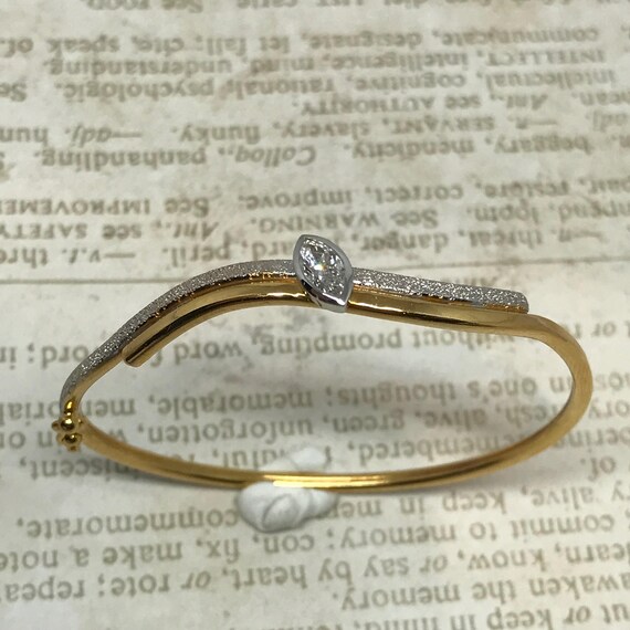 Vintage two tone Diamond Bangle in 22K - image 9