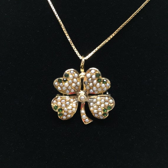 Vintage Clover Pendant Brooch  in 10k /  Convertible