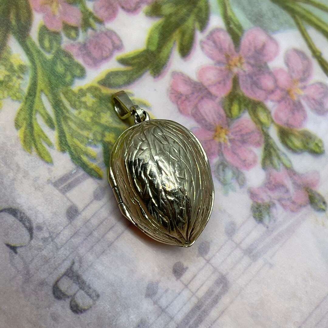 Rare Estate Walnut Locket With Garnet Heart - Etsy
