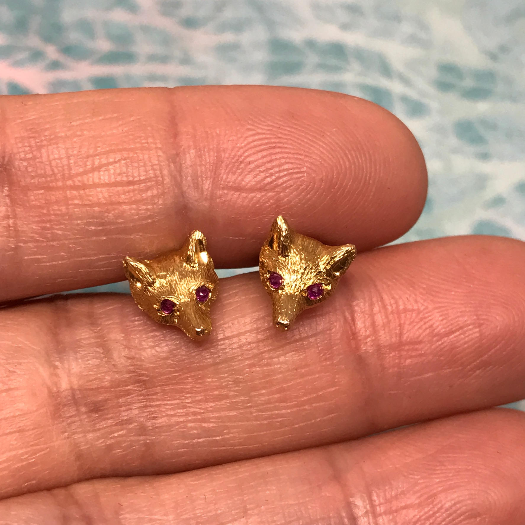 RESERVED for Megan — Deposit for Victorian 9ct Fox Earrings with Ruby Eyes