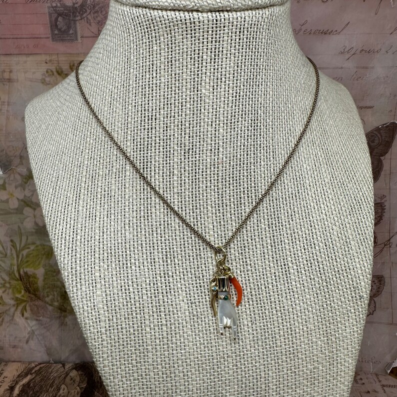 Antique 14k 9ct Horned Hand Pendant Group Charm / Coral Horn / Etsy