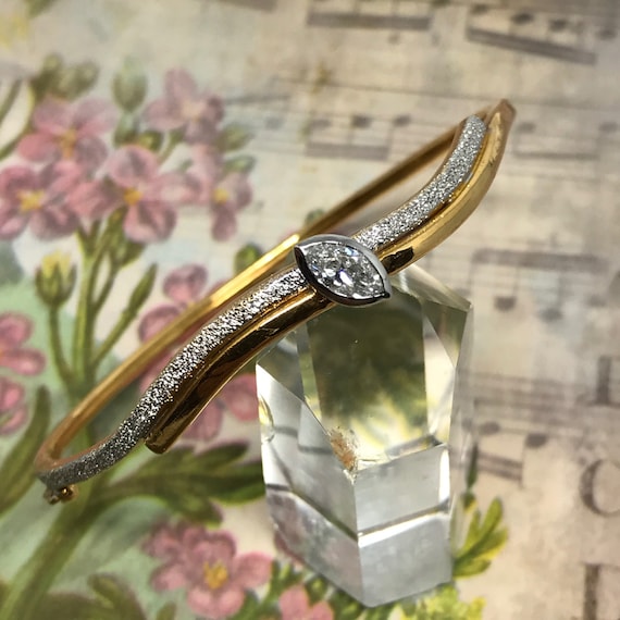 Vintage two tone Diamond Bangle in 22K - image 1