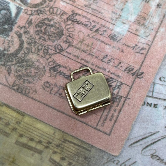 Rare Vintage 14k Luggage Charm Pendant / Suitcase Charm / Travel Charm